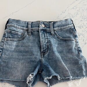 Express Women's Distressed High-Rise Denim Shorts - Light Blue Wash